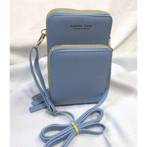 Forever Young Baby Blue Crossbody Wallet Purse With Adjustable Strap GREAT